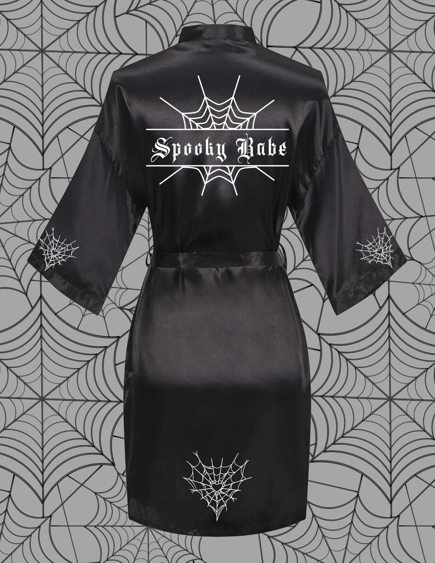 Spooky Spider Babe Goth Satin Robe