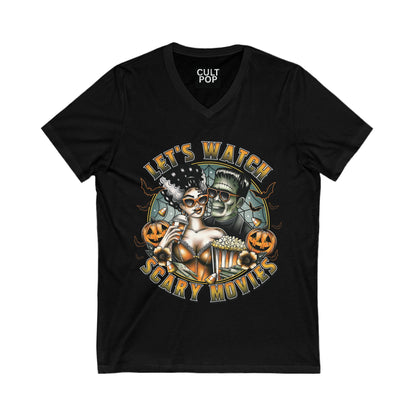 Let's Watch Scary Movies Women's V-Neck Tee