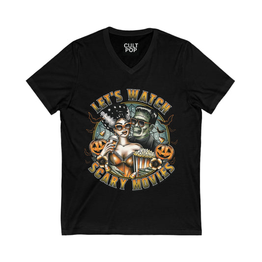 Let's Watch Scary Movies Women's V-Neck Tee