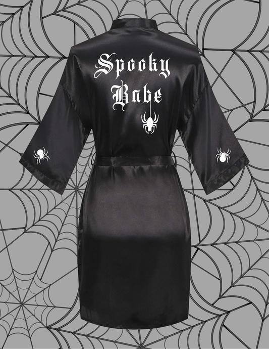 Spooky Babe Goth Satin Robe